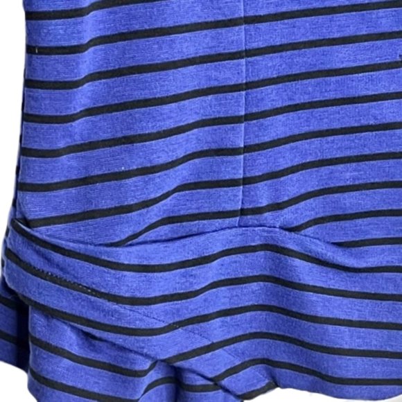 Anthropologie Cartonnier Royal Blue/Black Striped Ponte Ruffle Blazer - S - Picture 6 of 12
